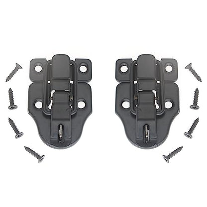 Retro Style Duckbilled Toggle Hasp Latch 2 pcs Antique Toggle Hasp Latch with Padlock Hole for Jewelry Box Cabinet Toolbox Suitcase,with Mounting Screws (Black) - color: Black