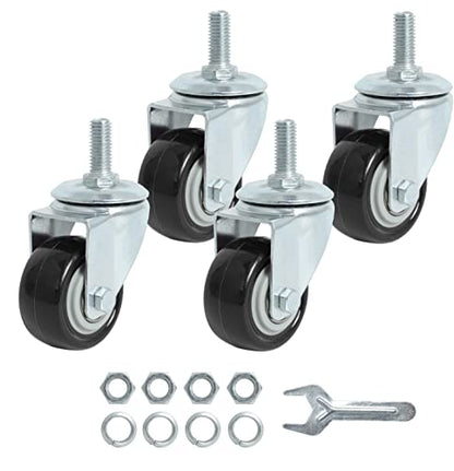 Finnhomy Stem Caster Wheels 2 Inch Heavy Duty Threaded Swivel Casters 3/8"-16x1 Set of 4 Premium Polyurethane Wheels PU Anti-wear Smooth Casters, Black - style: 2 Inch