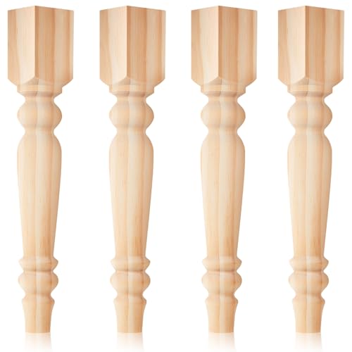 Threehoney 4 Pcs Wooden Farmhouse Table Legs, 14" x2.2'', Round - color: Round, size: 14"x2.2''