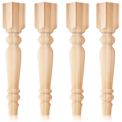 Threehoney 4 Pcs Wooden Farmhouse Table Legs, 14" x2.2'', Round - color: Round, size: 14"x2.2''