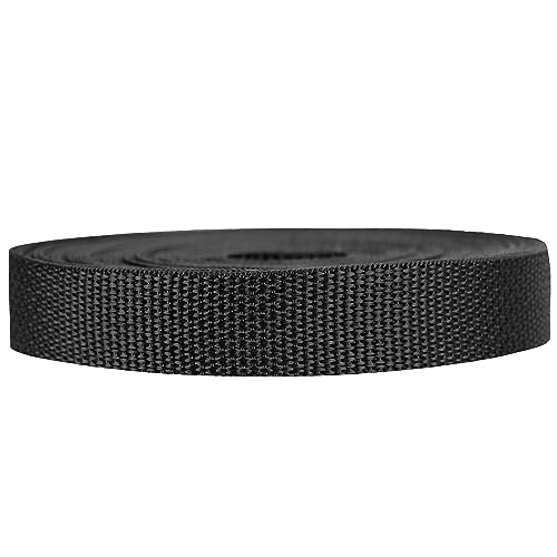 Strapworks Lightweight Polypropylene Webbing - Poly Strapping for Outdoor DIY Gear Repair, Pet Collars, Crafts – 3/4 Inch by 10, 25, or 50 Yards, Over 20 Colors - color: Black, size: 3/4" x 25 yard