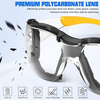 OXG Anti Fog Safety Glasses with Foam Gasket, ANSI Z87.1 Protective Eyewear - color: 6p-yellow
