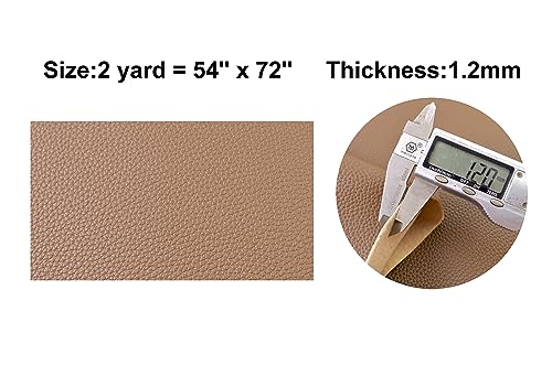 2 Yards 54" x 72" Soft Faux Leather Fabric Brown Fake Leather Fabric Upholstery Vinyl for Sofa Bags Chairs Car Seats DIY Crafts - color: Brown (Litchee Pattern), size: 2yard (54''x72'')