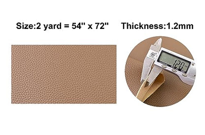2 Yards 54" x 72" Soft Faux Leather Fabric Brown Fake Leather Fabric Upholstery Vinyl for Sofa Bags Chairs Car Seats DIY Crafts - color: Brown (Litchee Pattern), size: 2yard (54''x72'')