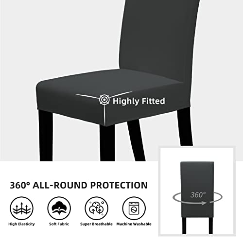 Easy-Going Stretch Dining Room Chair Slipcovers Set of 4, Dark Grey - color: Dark Grey