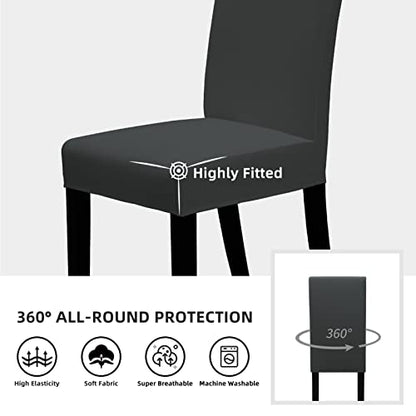 Easy-Going Stretch Dining Room Chair Slipcovers Set of 4, Dark Grey - color: Dark Grey