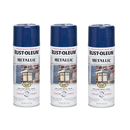 Rust-Oleum Stops Rust Metallic Spray Paint, Cobalt Blue - color: Cobalt Blue, size: 11 Ounce (Pack of 3)