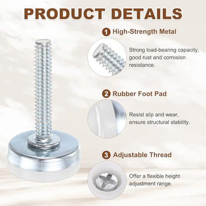 uxcell 4Pcs Furniture Leveling Feet, 1/4"-20x1 x1 Adjustable Metal - size: 1/4"-20 x 1" x 1"