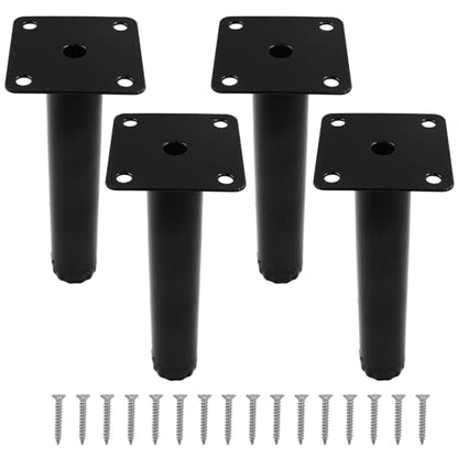 4 Pcs 6"/150mm Metal Furniture Legs Black Adjustable - size: 6 inches