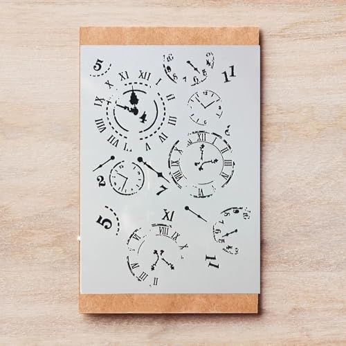 TIAMECH A4 Reusable Vintage Clock Dial Stencil for Painting - style: Clock Dial