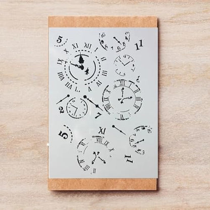 TIAMECH A4 Reusable Vintage Clock Dial Stencil for Painting - style: Clock Dial