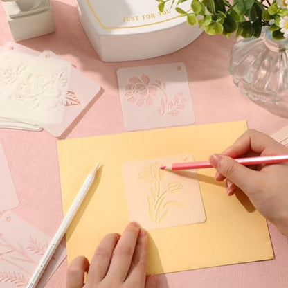 JULMELON 20 Pcs Flower Stencils for Painting on Wood Reusable Sunflower - style: Flower Stencils