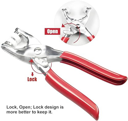 100 Sets Abruga Metal Snaps Buttons, Five Claw Buckle Installation Plier Tool Set, Snap Fastener Plier Tool, Metal Prong Snaps Buttons for Clothing Leather Crafting Sewing