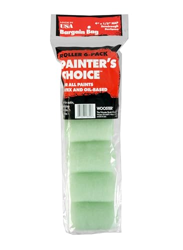 Wooster Brush R271-4 Painter's Choice Roller Cover, 1/2-Inch Nap, 6-Pack, 4-Inch - size: 4 Inch