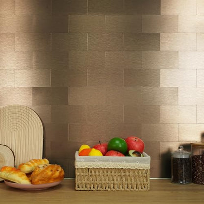 Vamos Tile 100-Pack Peel and Stick Backsplash Tile,3" x 6" Subway Tile - color: Brushed Rose Gold