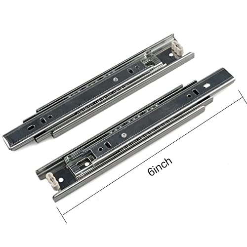 Drawer Slides 6 Inch Ball Bearing Full Extension 3 Section Slide Track Mounting Drawer Runners Slider for Cabinet Home Furniture, 2 Pack(Sliver 6 Inch - size: 6 Inch