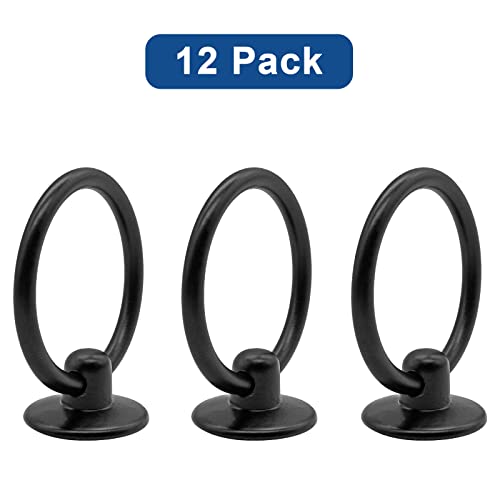Luomorgo Matte Black Ring Pull Handle Knobs, 12 Pcs - color: Matte Black-12pcs