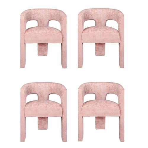 Jofran Gwen Jacquard Upholstered Accent Chair, Modern Luxury Plush Sculptural Armchair for Dining Room or Living Room, Chairs Living Room, Pink, Set of 4 - color: Pink, size: Set of 4