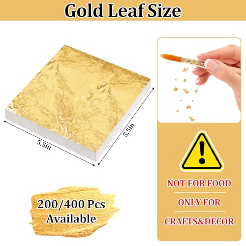 Gold Leaf Sheets, 200/400 Pcs Available, Gold Foil Sheets