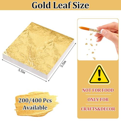 Gold Leaf Sheets, 200/400 Pcs Available, Gold Foil Sheets