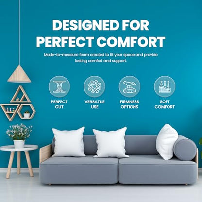 Custom Cut Foam Cushion Insert, High Density Upholstery Foam Cut to Size for Couch, Sofa, Chair & Bench, CertiPUR-US Polyurethane Padding, Firm Support Replacement, Made in USA - style: Trapezoid