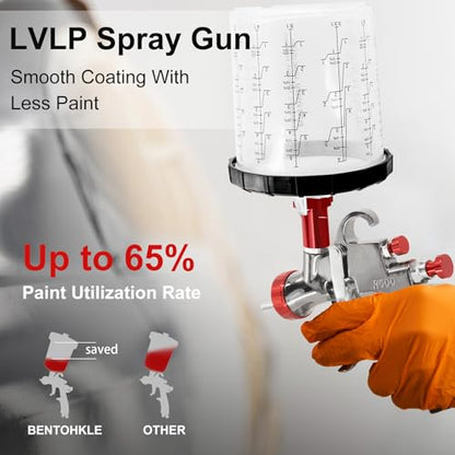 R500 LVLP Air Spray Gun with 1.3/1.5/1.7/2.0mm&Disposable Paint Cup System - size: R500 with 10 Disposable Cups