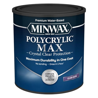 Minwax Polycrylic Max, Satin, Clear, 1 Quart, 611115555 - size: 1 Quart