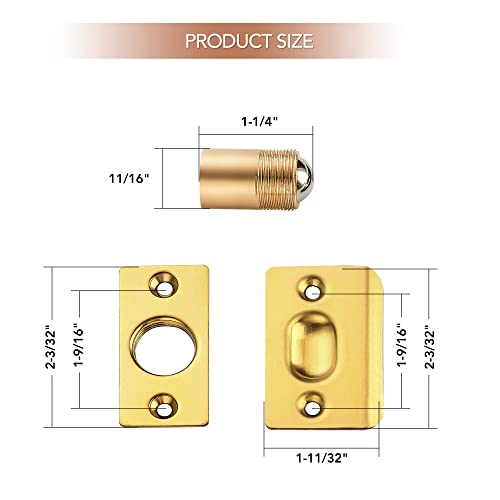 Ravinte Gold Door Ball Catch, Closet Door Latch Adjustable, 2 Pack - color: Gold