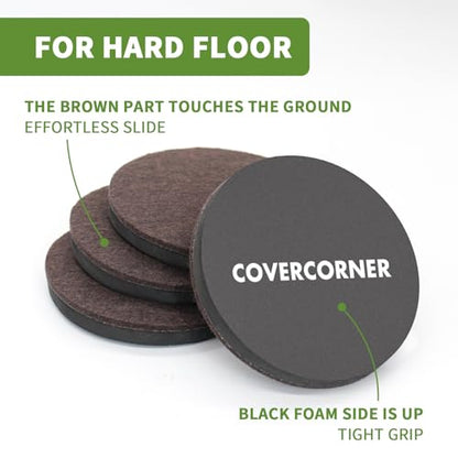 Felt Furniture Sliders for Hardwood Floors 8 PCS, 4 3/4" Brown - size: 8 PCS 4 3/4" Brown