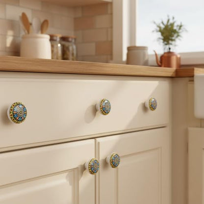 HUAMULAN Ceramic Knobs Boho Cabinet Pulls Drawer Door Handles 15 Pack - color: MZ936-2-15PCS
