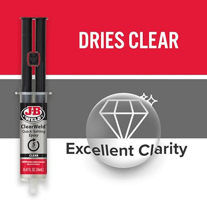 J-B Weld ClearWeld 5 Minute Epoxy, Clear, 14ml w/Static Mixer, (50114H)
