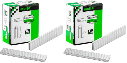 meite 18 Gauge 1/4-Inch Narrow Crown Staples, 7/8-Inch Length Heavy Duty Galvanized Upholstery Staples for Electric or Pneumatic Narrow Crown Staple Guns (4,000 PCS) (Pack of 2) - size: 7/8" Length (Pack of 2), style: 1 Box