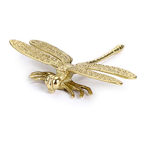 JUXYES Unique Gold Dragonfly Handle Pulls Knobs for Cabinets and Drawers - size: Pack of 2