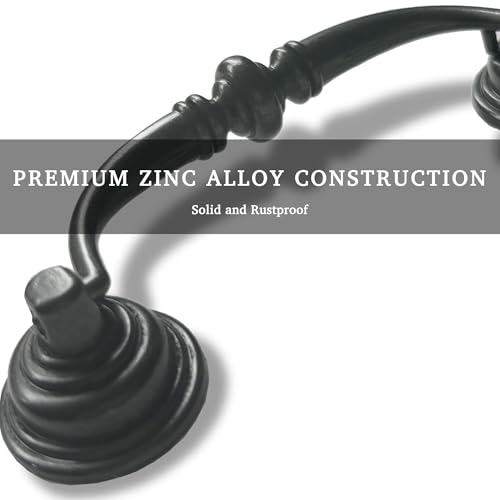 6 PCS Oil-Rubbed Bronze Metal Drop Bail Pulls, 3-1/2" Center to Center - color: Oil Rubbed Bronze, size: 3-1/2" Center to Center