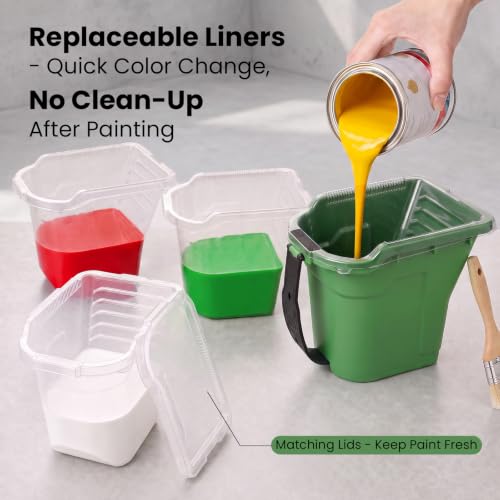 Paint Bucket Hand Held with Lids, 4" Paint Roller Kit, 20 Pack