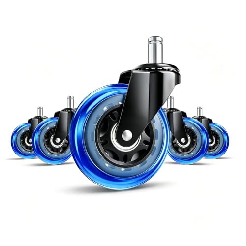 3 Inch Office Chair Wheels, Set of 5 (Blue) - color: Blue