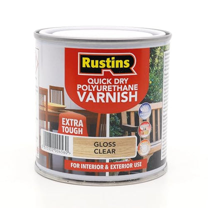 Rustins Quick Dry Polyurethane Varnish Gloss Clear 250ml | 8.5 Fl. Oz. - color: Gloss Clear, size: 250ml