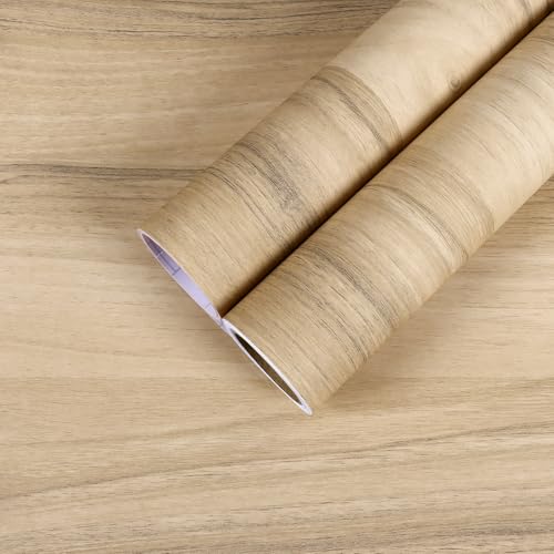 CHIHUT Large Size Wood Grain Contact Paper for Cabinet Shelf Waterproof Light Wood Peel and Stick Wallpaper for Kitchen Bathroom Faux Oak Wooden Wall Paper Self Adhesive Removable Vinyl Film 24"x472" - size: 24" x 472"