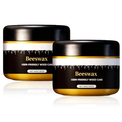 2pcs Wax, Beeswax Gleam - Premium Wax & Polish, All-Natural Wood Conditioner, Restorer and Protector for Tables, Cabinets, Cutting Boards Waterproof