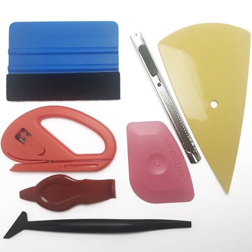 Professional Vinyl Wrap Tool Kit – 8-in-1 Car & Motorcycle Tint Installation Set with Felt Squeegee, Film Cutter, Utility Knife, Gloves – for Window Tint, PPF, Decals, Paint Protection Film
