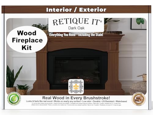 Wood'n Stain, Wood Finished Kit - Go Beyond Faux Wood to Real Wood with Gel Stain containing Real Wood in it (2. Fireplace, 35 Dark Oak) - color: 35 Dark Oak, style: 2. Fireplace