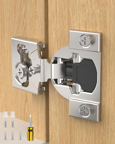 Onemake 20 Pack 1/2" Overlay Face Frame Soft Close Cabinet Hinges, 105° Concealed Hinge, Smooth Slow Self Closing, 3D Adjustable, Hidden Hardware Replacement for Kitchen, Wardrobe, Cupboard Door - size: 1/2"
