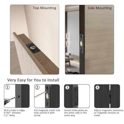JQK Closet Magnetic Door Ball Catch Hardware, 430 Stainless Steel Catch Adjustable with Strike Plate, Black Finish 8 Pack, HBC120-BK-P8 - color: Black, size: Magnetic 8 Pack