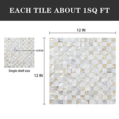 Peel and Stick Mother of Pearl Shell Backsplash Tiles, White & Natural - color: White + Natural