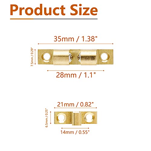 Uenhoy 10 Pcs Solid Brass Dual Ball Tension Latch 1-3/8" Gold Tone - color: Gold, size: 35mm, 10pcs