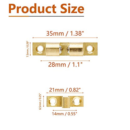 Uenhoy 10 Pcs Solid Brass Dual Ball Tension Latch 1-3/8" Gold Tone - color: Gold, size: 35mm, 10pcs