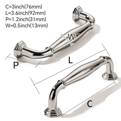 2 Pack 3 Inch Hole Center Polished Nickel Heavy Duty Solid Cabinet pulls Ideal for Dressers, Bathroom, cabinets, and Kitchens cabinets. - color: Polished Nickel, size: 3 Inch Hole Center, style: 2 Pack