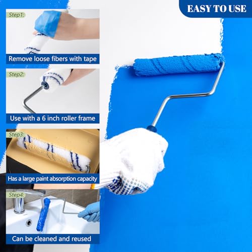 10Pcs 6 Inch Paint Rollers, Microfiber Covers with Roller Frame - size: 6 Inch Paint Roller Kit, 10 Pack