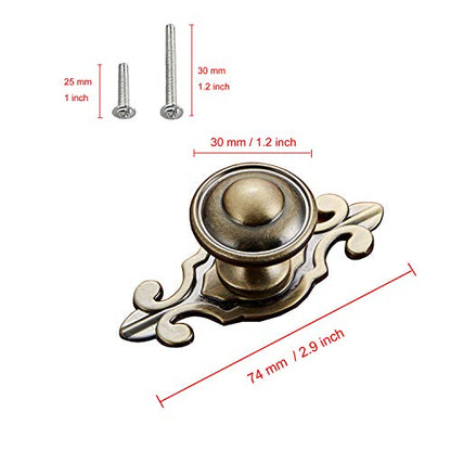 HUAMULAN Alloy Knobs Petal Cabinet Pull with Bronze Alloy Back Plate 10Pack - color: HRJ273-QingTong-10PACK