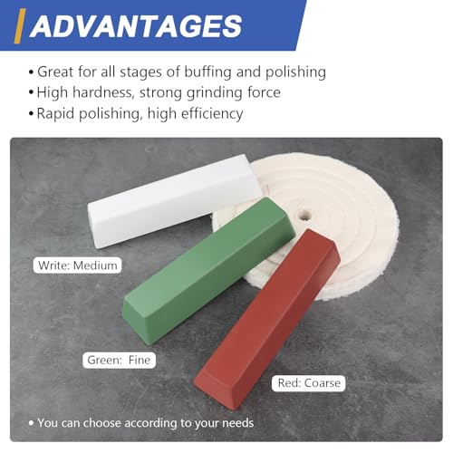 Buffing Polishing Cutting Compounds 3 lbs.Kit-Green Fine/White Medium/Red Coarse, for Airway Buffing Wheel - 3 Pcs - size: 48 Oz